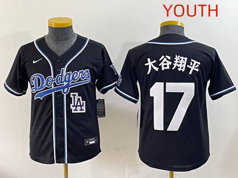 Youth 2025 Los Angeles Dodgers #17 Ohtani Black Three generations Fashion Nike MLB Jersey style 24